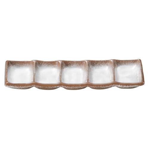 74848-461 強化 伊賀白吹 長角五つ仕切皿|業務用食器カタログ陶里30号