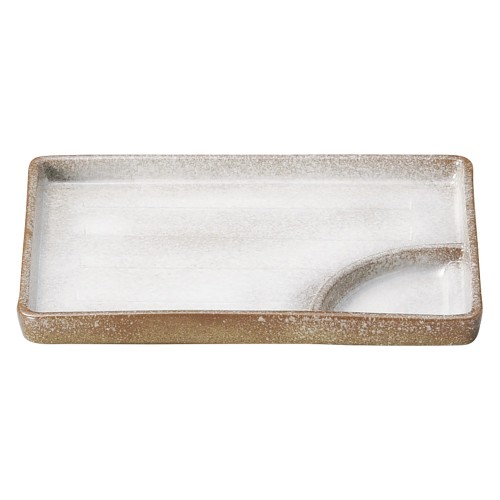 74916-461 強化 伊賀白吹 7.0仕切付長角皿|業務用食器カタログ陶里30号
