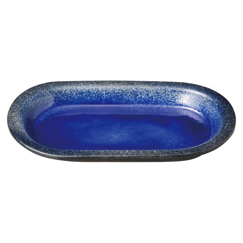 75326-461 強化 伊賀るり釉 (リム付)7.0小判皿|業務用食器カタログ陶里30号