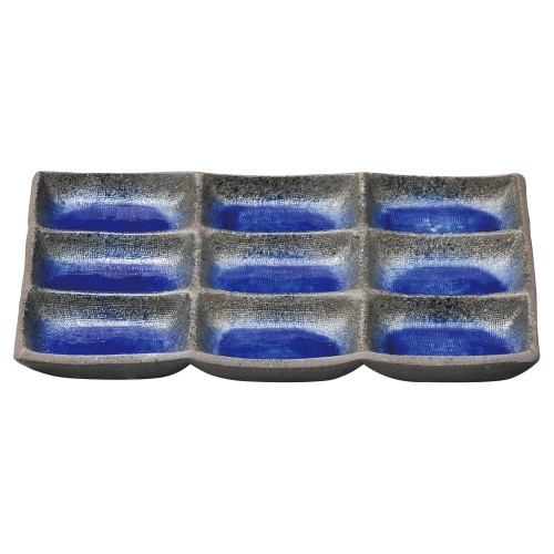 75371-461 強化 伊賀るり釉 長角九つ仕切皿|業務用食器カタログ陶里30号