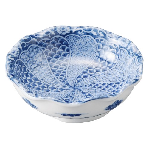 75433-461 青花(せいか) 唐草祥瑞 波形3.0鉢|業務用食器カタログ陶里30号