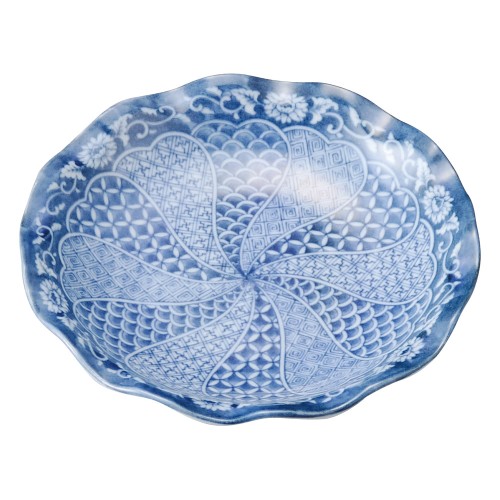 75435-461 青花(せいか) 唐草祥瑞 波形3.5皿|業務用食器カタログ陶里30号