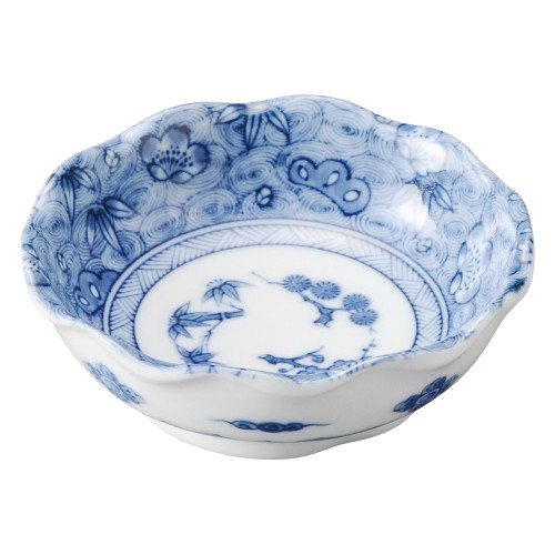 75448-461 青花(せいか) 松竹梅 波形3.0鉢|業務用食器カタログ陶里30号