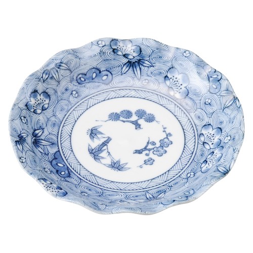75449-461 青花(せいか) 松竹梅 波形5.0皿|業務用食器カタログ陶里30号