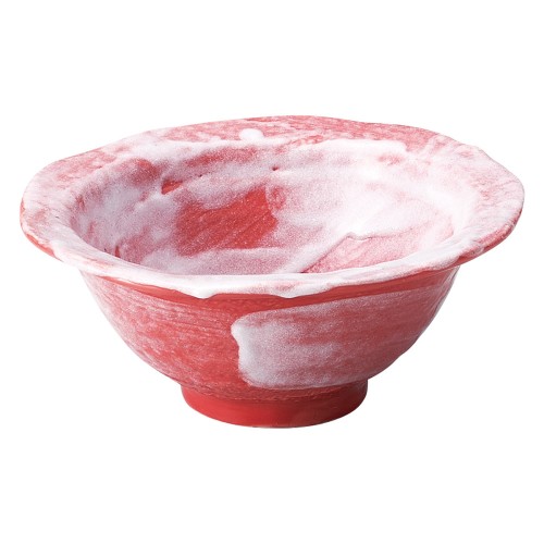 77656-671 赤楽 輪花5.0鉢|業務用食器カタログ陶里30号