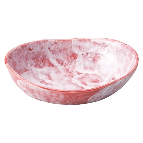 77666-671 赤楽 6.3楕円鉢|業務用食器カタログ陶里30号