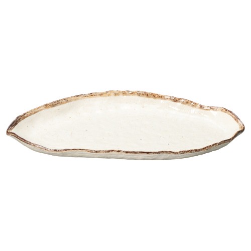 77760-181 志野粉引 変り長皿|業務用食器カタログ陶里30号