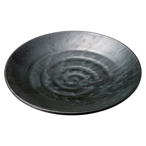 78555-411 黒オリベ 丸8.0皿|業務用食器カタログ陶里30号