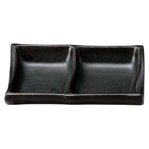 78574-411 黒オリベ 2品盛|業務用食器カタログ陶里30号