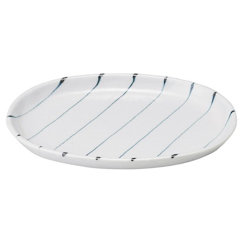 79805-311 ストライプ 小判型8.0皿|業務用食器カタログ陶里30号