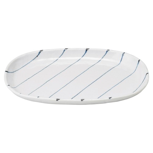 79806-311 ストライプ 小判型9.0皿|業務用食器カタログ陶里30号