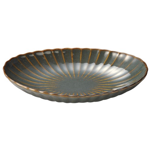80266-461 かすみ山藍 楕円皿 大|業務用食器カタログ陶里30号
