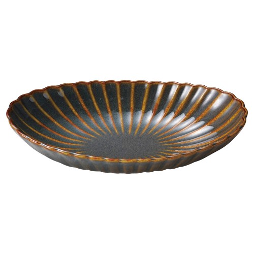 80267-461 かすみ山藍 楕円皿 中|業務用食器カタログ陶里30号