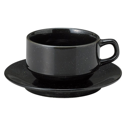 88427-051 黒御影 スタックカプチーノ碗と受皿|業務用食器カタログ陶里30号