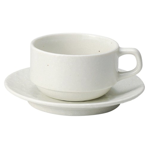 91337-051 白粉引(黒い斑点) スタックカプチーノ碗と受皿|業務用食器カタログ陶里30号