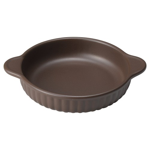 93203-101 美濃耐熱シリーズ 丸型両耳グラタン(こげ茶)|業務用食器カタログ陶里30号