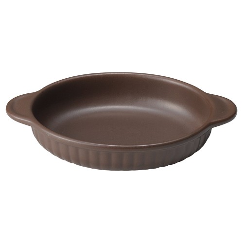 93208-101 美濃耐熱シリーズ 舟型両耳グラタン(こげ茶)|業務用食器カタログ陶里30号