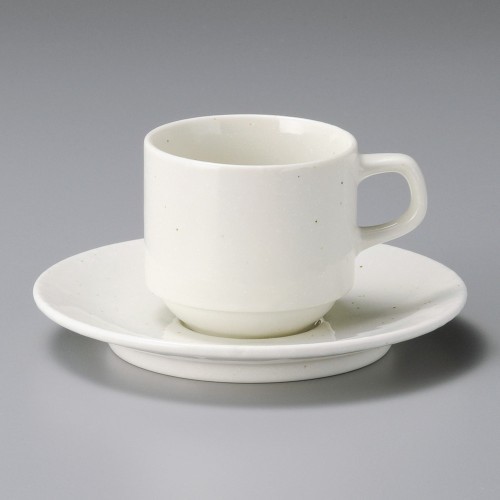 94842-051 白粉引(黒斑点)スタックコーヒー兼用受皿|業務用食器カタログ陶里30号