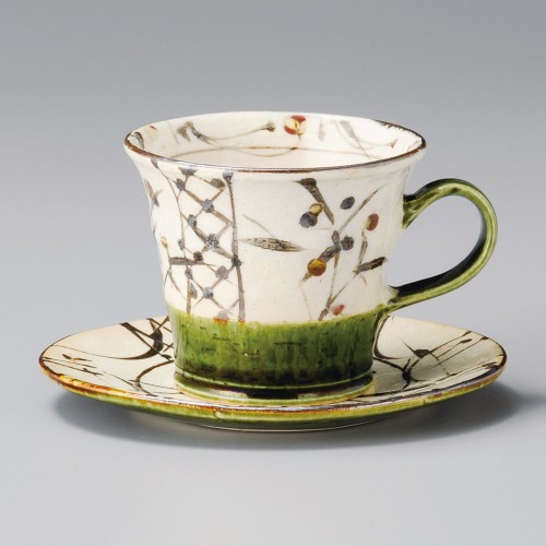95050-121 織部芦コーヒー受皿|業務用食器カタログ陶里30号