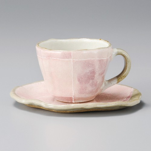 95153-081 ピンク色十草タタラコーヒー受皿|業務用食器カタログ陶里30号