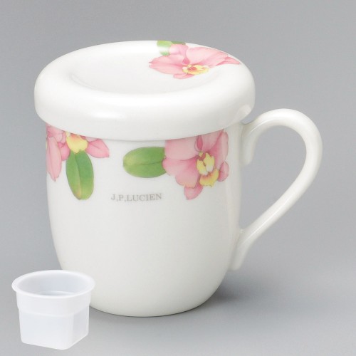 96326-341 レインボーフラワー蓋付マグ(P)(茶こし付)|業務用食器カタログ陶里30号