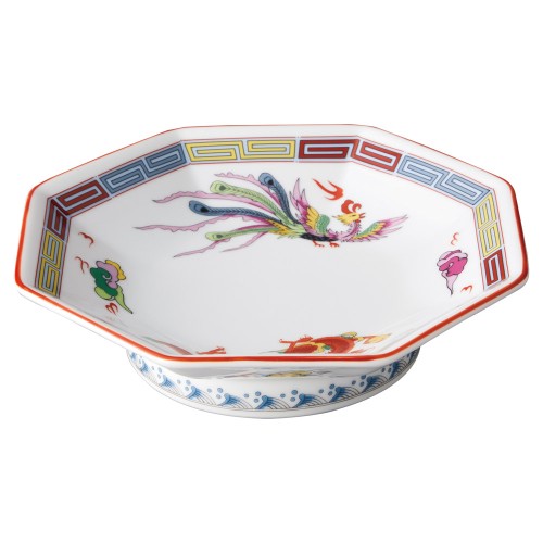 99558-671 三色雷門 八角高台皿|業務用食器カタログ陶里30号