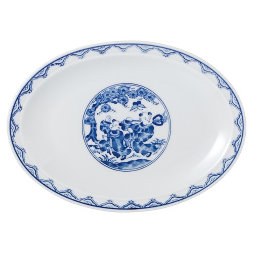 99864-161 青地唐子 9吋プラター|業務用食器カタログ陶里30号