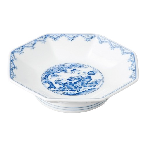 99866-161 青地唐子 6.5八角高台皿|業務用食器カタログ陶里30号
