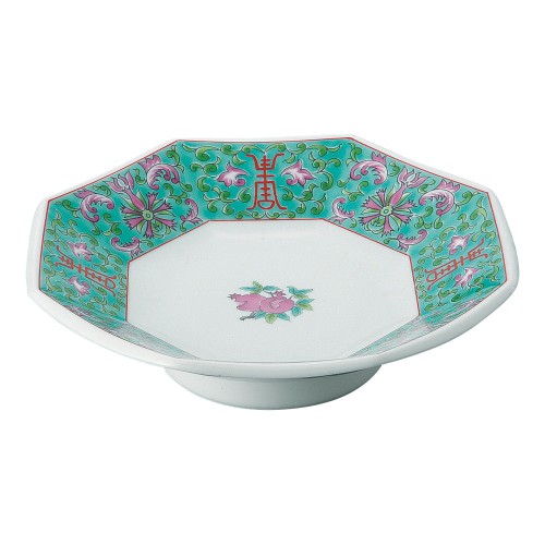A0239-181 緑彩宝華 8角6.0シューマイ|業務用食器カタログ陶里30号