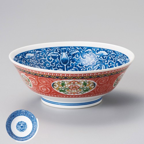 A1122-491 唐草花(赤)6.3丼|業務用食器カタログ陶里30号