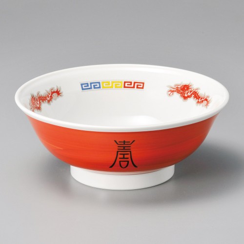 A1208-071 赤巻三色雷門7.5高台丼|業務用食器カタログ陶里30号