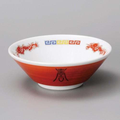 A1211-071 赤巻三色雷門切立6.8丼|業務用食器カタログ陶里30号