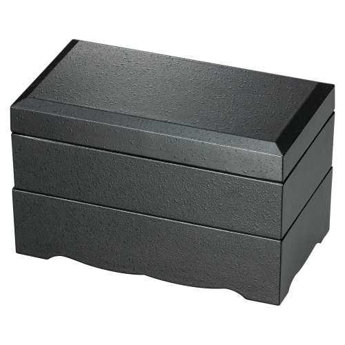 A6118-761 黒石目内黒 60雅弁当(二段)|業務用食器カタログ陶里30号