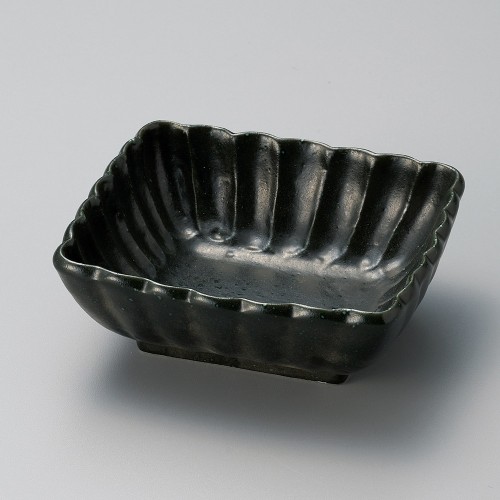 10008-281 黒ガラスマット菊型角小鉢|業務用食器カタログ陶里30号