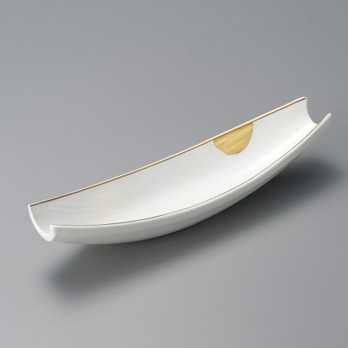 10405-131 白磁金紋彩舟型小鉢|業務用食器カタログ陶里30号