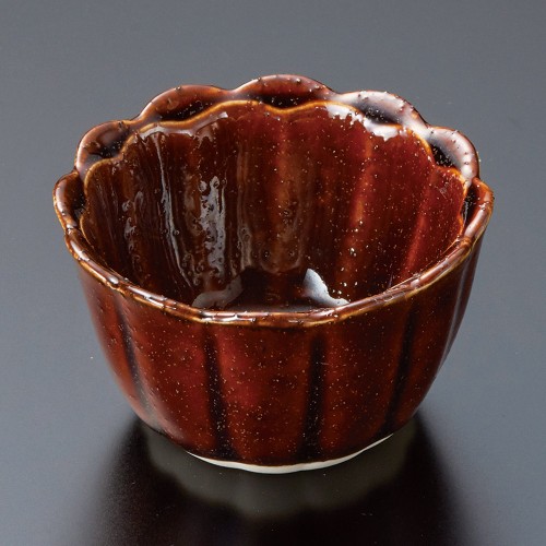 14519-471 あめ釉菊型珍味|業務用食器カタログ陶里30号