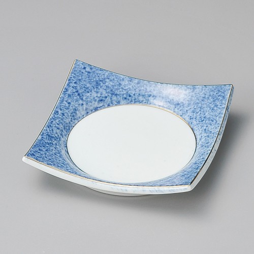 17006-471 渕金ブルー吹四角皿|業務用食器カタログ陶里30号