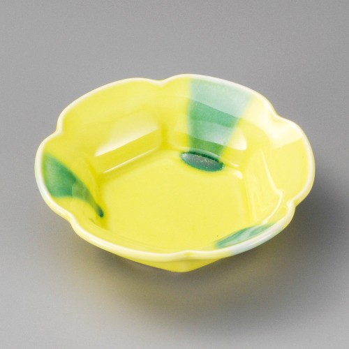 17024-181 黄釉グリーン流六ツ山小鉢|業務用食器カタログ陶里30号