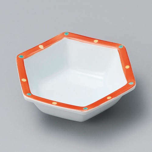 17113-291 赤点字六角鉢|業務用食器カタログ陶里30号