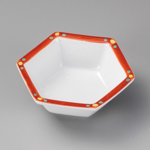 17306-451 京風赤巻六角鉢|業務用食器カタログ陶里30号