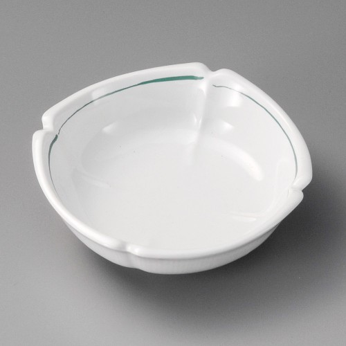 17327-311 白釉緑線スミ切浅鉢|業務用食器カタログ陶里30号