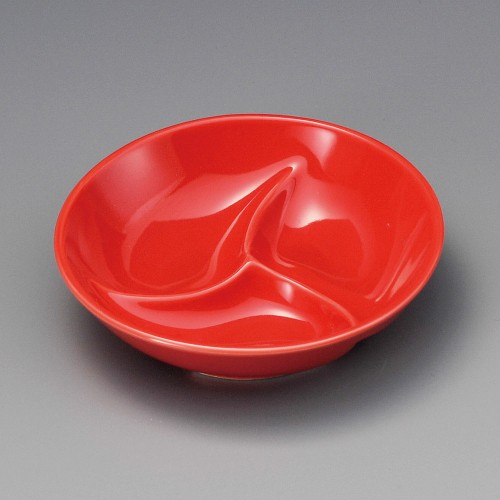 17409-181 赤釉三ツ仕切 丸鉢|業務用食器カタログ陶里30号