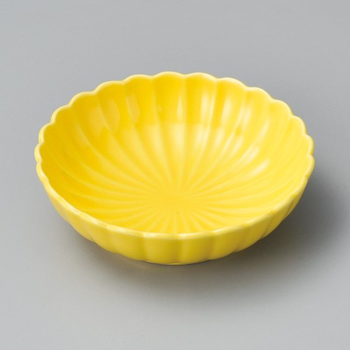 17421-461 黄釉菊形平鉢|業務用食器カタログ陶里30号