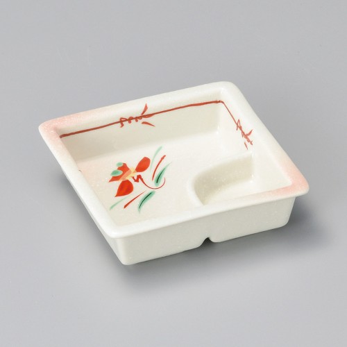17932-051 赤絵花紋ピンク吹仕切鉢|業務用食器カタログ陶里30号