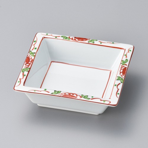 18102-341 手描赤絵花つなぎ角鉢|業務用食器カタログ陶里30号