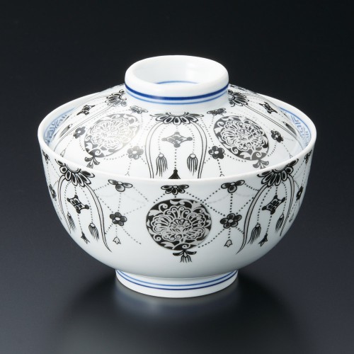 18404-541 瓔珞紋(黒)円菓子碗|業務用食器カタログ陶里30号