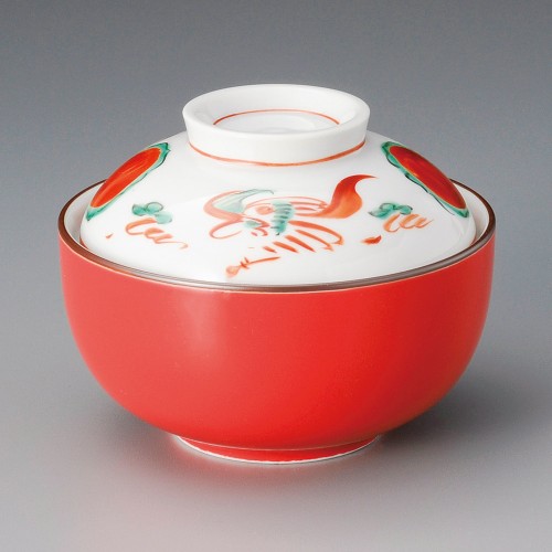 18524-11.471 赤釉赤絵花鳥煮物碗|業務用食器カタログ陶里30号