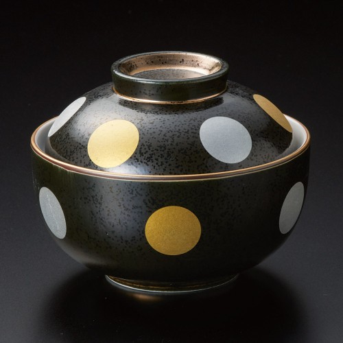 18819-471 黒結晶金銀彩丸紋小煮物碗|業務用食器カタログ陶里30号