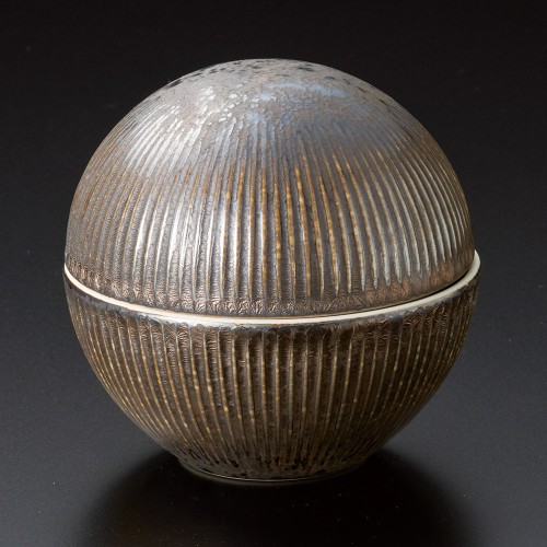 18902-461 金結晶しのぎ彫丸型蓋物|業務用食器カタログ陶里30号