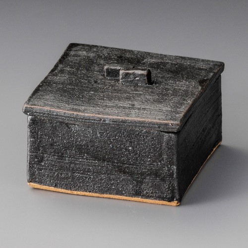 19302-181 黒オリベ正角蓋物|業務用食器カタログ陶里30号